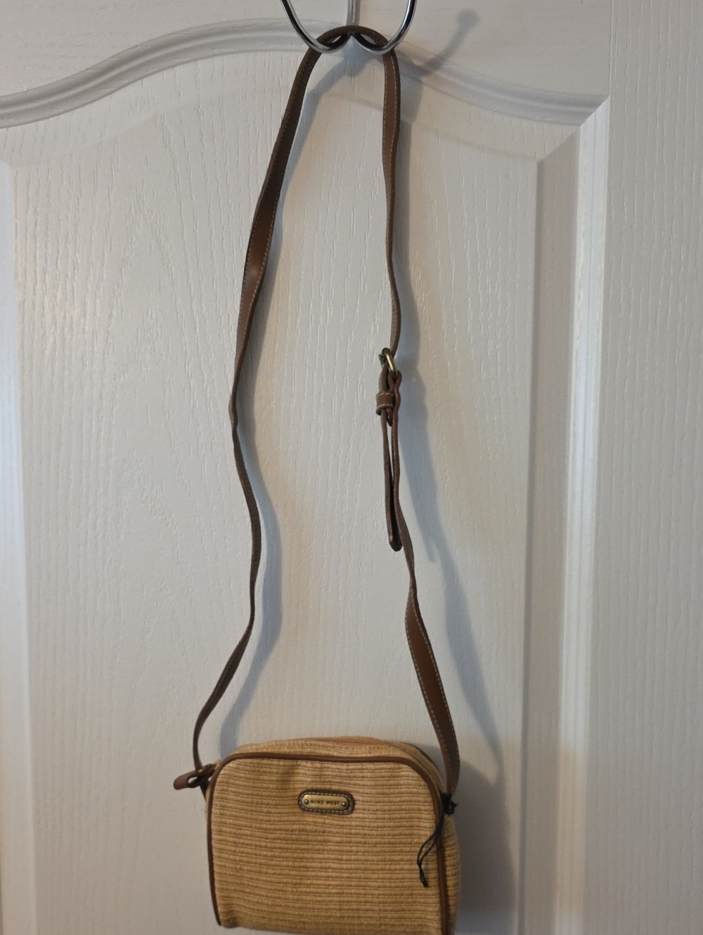 Nine West Brown Woven Crossbody Bag